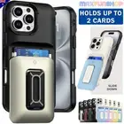 For iPhone 16 E 15 14 13 12 11 Pro Max Case Card Slot Shockproof Kickstand Cover