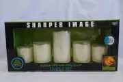 Sharper Image Candle Set LED Flameless Candle Battery Operated 5pc w Timer NIB