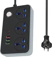 Power Board Universal, Power Strip 1.8M Extension Cord with 3 AC Outlets, 3 USB A & 2 USB-C Ports, Overload Protected, 3 Pin AU Plug Multi Travel Powerboard Socket for Home Office Dorm Room Essentials
