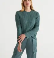Sussan Ribbed Crew Jumper in Jadeite - Size M- 5+ items free AU post