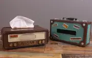 Vintage Metal Luggage Retro Radio Tissue Box Holder Dispenser Storage Napkin