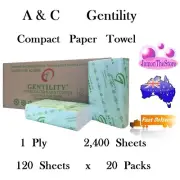 A&C Gentility Compact Paper Towel 1 Ply 120 sheet 20 Packs 2400 sheets AC-6660A