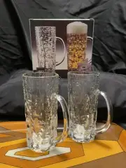 4 MIKASA FROSTFIRE 6 5/8" tall New BEER STEIN MUGS Tree Bark ICY TEXTURED