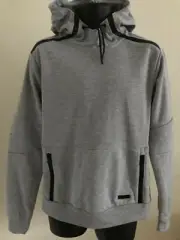 WT02 Men’s Heather Gray Tech Fleece Drawstring Athletic Hoodie Size M
