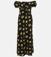 [Alessandra Rich] Alessandra Rich Floral silk maxi dress AU 6 black
