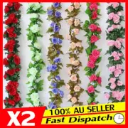 2pcs Floral Wedding Artificial Silk Hanging Garland Rose Flowers Vine Ivy Nov6