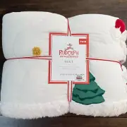 POTTERY BARN 2 PC SET CLASSIC RUDOLPH THE RED NOSE REINDEER TWIN QUILT & SHAM