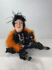 Witch Krafters Sitting Posable Doll Halloween Decor 20" Shelf Sitting