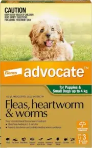 Advocate Dog, Monthly Spot-On Protection from Fleas, Heartworm & Worms, Three P