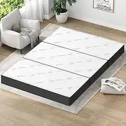 STARRY EUCALYPT Mesh Black Folding Floable Mattress Mat Pad 190 x 130 x 10cm Portable Mattress Floor Bed in Bamboo White for Home Office Camping and Travel Use Tri-fold Sofa Lounge