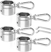 HOOPLE Flag Pole Rings, Anti Wrap Spinning Flag Pole Clips Swivels No Tangle Aluminum Alloy 360° Rotating Flagpole Mounting Rings with Carabiners for Flag Poles (1.25 Inch-4PC, Aluminum)