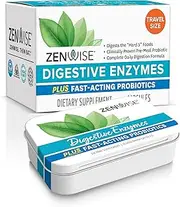 Zenwise Health Digestive Enzymes, Plus Prebiotics & Probiotics Supplement, Travel Size, Daily Digestion + Immune Support, for Occasional Gas, Gut Bloating & Irregularity, 30 Servings