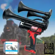 For Milwaukee 18V Drill Train Air Horn 4X QUADRUPLE Black Air Trumpet Loudest+