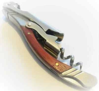 Double Hinge Wood Handle Corkscrew Waiters Wine Key Bottle Opener WOOD-05