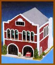Dollhouse Miniature Old Time Firehouse / Fire Station Kit -- 1:144 Scale