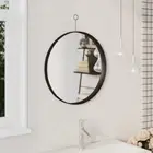 Hanging Mirror with Hook Black Wall-mounted Decoration vidaXL 50 cm