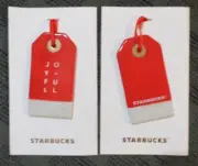 Vtg 2017 Starbucks Lot of 2 Ceramic Christmas Ornaments Present Tags Package Tie