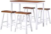 vidaXL Solid Wood Bar Table and Stool Set 5 Pieces Home Indoor Living Room Dining Room Dinner Dinette Table and Stool Bar Set Furniture