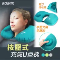 在飛比找蝦皮購物優惠-【Romix】免吹嘴按壓式可收納U型舒壓旅行用靠枕(頸枕) 