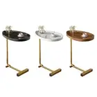Side Table, Marble Bedside Table, C-Shaped End Table for Living Room, Hotel, Bed