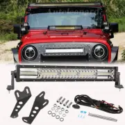Strobe Flash 6 Modes 22" Light Bar+Hood Mount Bracket For Jeep Wrangler JK 07-17
