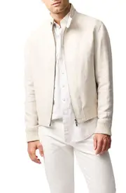 Rodd & Gunn Stavely Linen Zip-Up Bomber Jacket in Wheat at Nordstrom, Size Small
