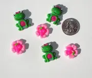 Frogs Flowers Resin Flatbacks hair bow embellishments scrapbooking craft glue on