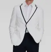 Tommy Hilfiger Men's White Modern-Fit Tipped Weave Sport Coat Jacket Size 44L