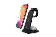 Vertical 3-in-1 Charging Stand Fast Wireless Charger Station for iPhone, Apple Watch, AirPods - Black
