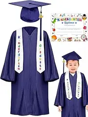 [QZYL] Kindergarten Graduation Cap and Gown Set, Unisex Congrats Grad Outfit with Tassel & Certificate for Kindergarten