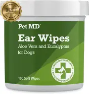 Dog Ear Cleaner Wipes100ct Otic Cleanser for Itching Yeast Mites Aloe Eucalyptus