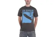 Led Zeppelin T Shirt Zepp 1 Album Blue Cover Band Logo Official Mens Charcoal