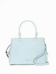 Leila Pebbled Leather Whipstitch Medium Triple Compartment Satchel