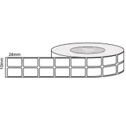 28mm x 10mm - White Thermal Transfer Labels, Permanent Adhesive, 20k LPR, 76mm core, Compatible product