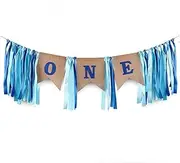 SS Cohen 1st Birthday Decorations,Baby Boy's First Birthday Banner,Burlap Highchair Banner for 1st Birthday boy Decorations