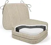 baibu Kitchen Chair Cushions Set of 4, Dual-Layer Patented Design Memory Foam Dining Chair Pads with Ties and Washable Cover, 4 Pack, 17" x 16" x 2", Beige