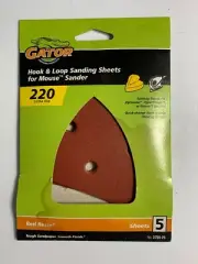 Gator 3730 Mouse Hook & Loop Sander Sheet Pads, Very Fine 220 Grit, 5 Pack