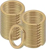 uxcell 20pcs Split Keychain Rings, 15mm Round Flat Keyrings Stainless Steel Open Key Chain Ring Dog Tag Rings for DIY Keychain Craft Lanyard, 1.5mm Thick, Gold