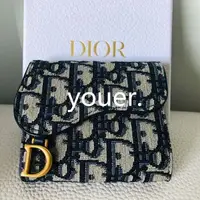 在飛比找蝦皮購物優惠-二手正品Dior 迪奧 SADDLE LOTUS錢包 帆布 