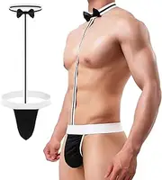 [Norhogo] Men's Sexy Underwear Sexy Underwear Borat Thong Bathing Strap Beach Sexy Mankini Beach Costume Borat Men, Black, Taglia unica