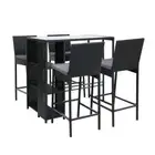 Outdoor Bar Set Patio Dining Chair Wicker Table Stool 5-Piece Garden Balcony