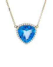 14K 4.01 ct. tw. Diamond & Blue Topaz Necklace NoSize NoColor