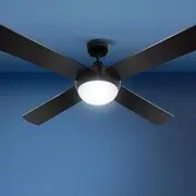 Devanti 52'' Ceiling Fans, Fan Lights and Remote for Bedroom Living Room Indoor, AC Motor Control LED Light 3 Speed 130cm Reversible Black Quiet Breezes 3 Color Lighting