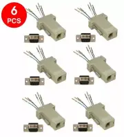 6 x DB9 Female RS232 to RJ11 RJ12 6P6C Telephone Phone Line Modular Adapter Lot