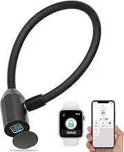 Dhiedas Fingerprint Cable Lock, Smart Bike Cable Lock, Combination Lock with Fingerprint APP, Waterproof Lock for Fridge, French Door, Bicycle, Freezer, Cabinet-42cm