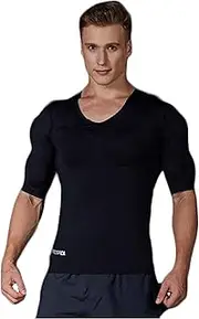 [ARSAVDCG] Men's Fake Chest Muscle Padded T-Shirt - Fake Muscle T-Shirt - Fattening Increase Muscles Invisible Simulation Gym Training