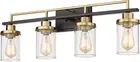 Modern Bathroom Vanity Light - 4-Light Wall Lights for Bathroom, Black and Gold