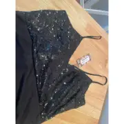 BooHoo Brand Black Sequin Body Suit, $24, Size 14, B50
