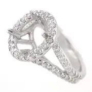 14k Split Shank Semi-Mount Diamond Ring Setting 1.16 Cts TW (SI1/G) - Oval Halo