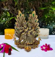 | Ganesha Lakshmi Statue Sculpted in Great Detail in Ivory Antique Finish - Gane